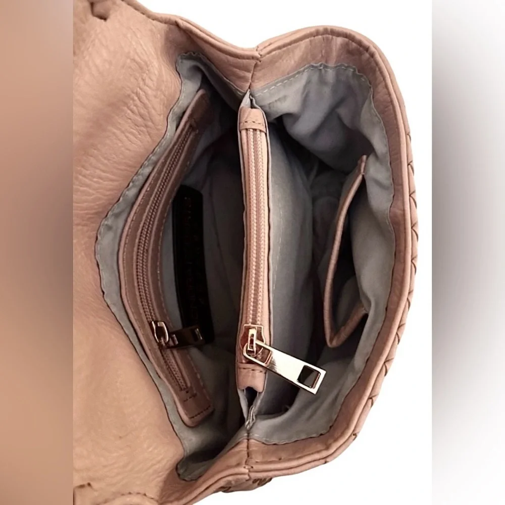 Sondra Roberts Pink Woven Crossbody Bag